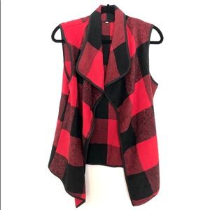 Waterfall Collar Buffalo Plaid Vest